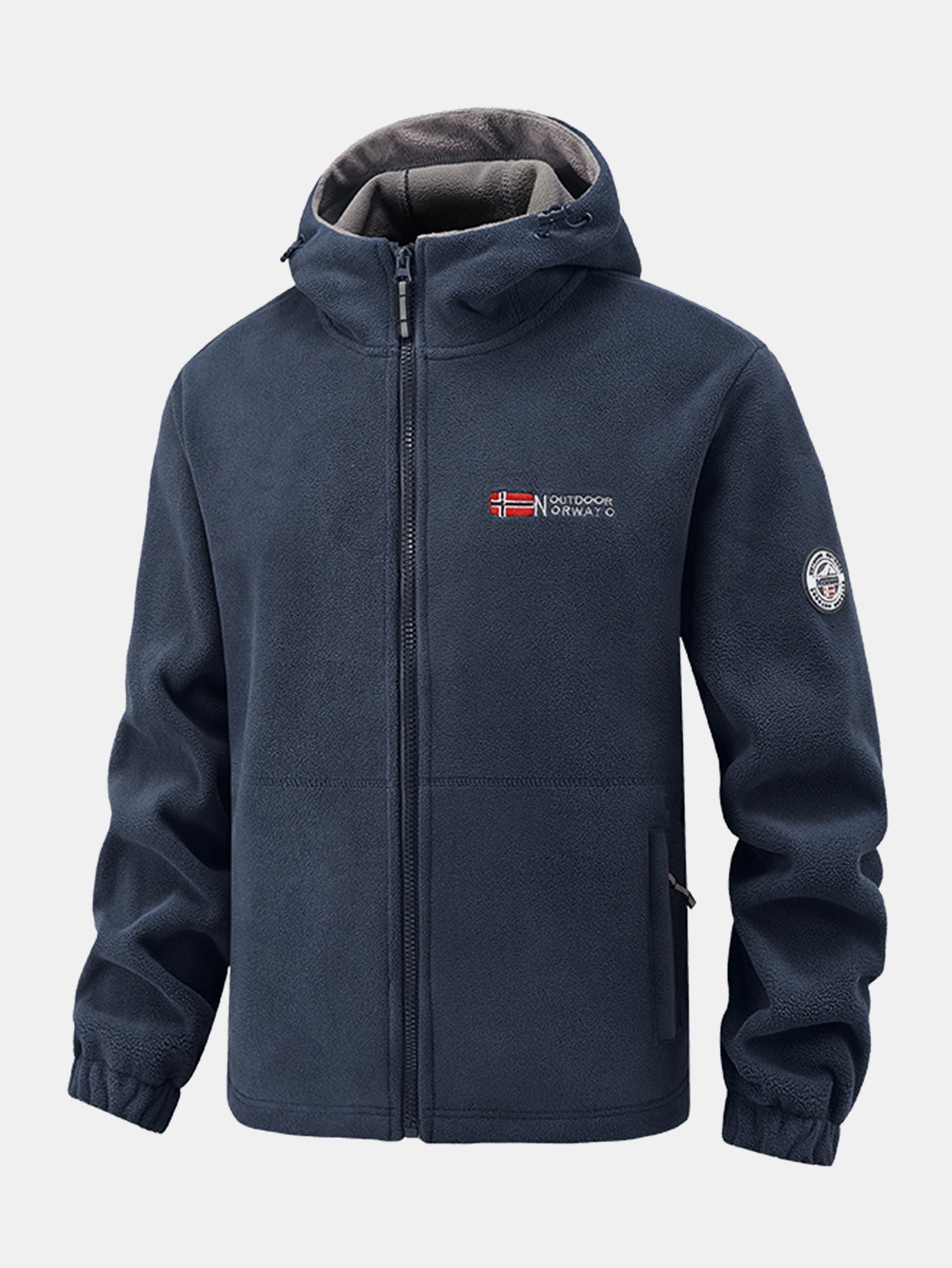 Fleecejacke mit Reißverschlusstasche und Kapuze