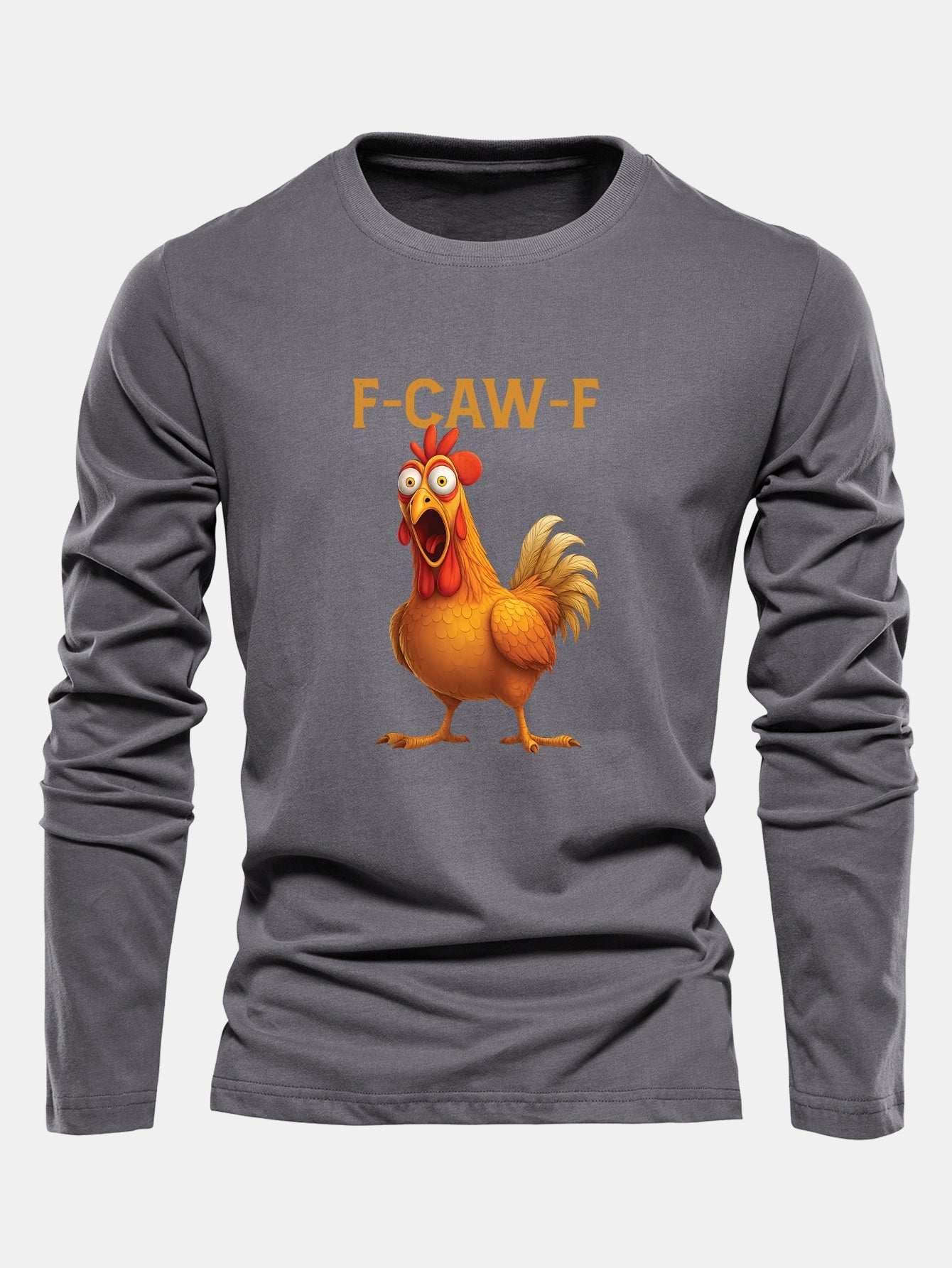 Langarm Baumwollshirt mit Hahn-Motiv