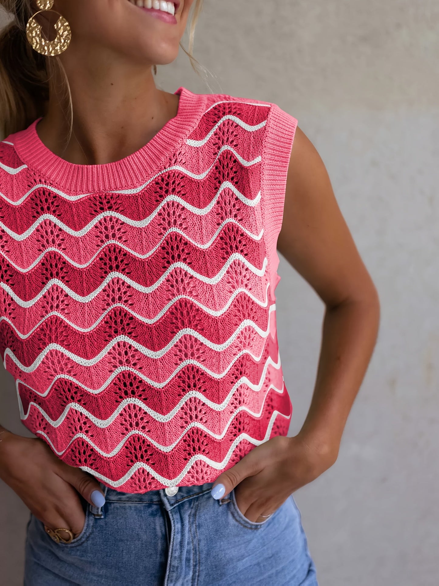 ADELBURG I ÄRMELLOSES ZOPFSTRICK-TOP