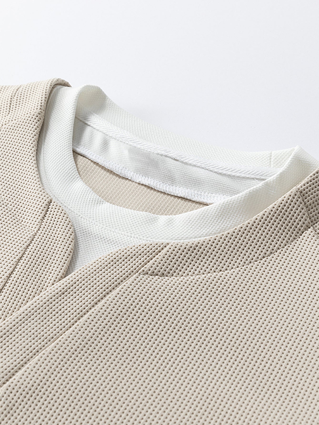 2-in-1 Raglanärmel Waffel-T-Shirt und Hose mit Bundfalten und Kordelzug, gerader Schnitt