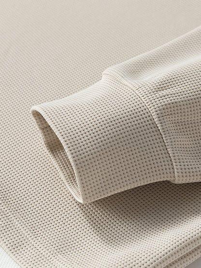 2-in-1 Raglanärmel Waffel-T-Shirt und Hose mit Bundfalten und Kordelzug, gerader Schnitt