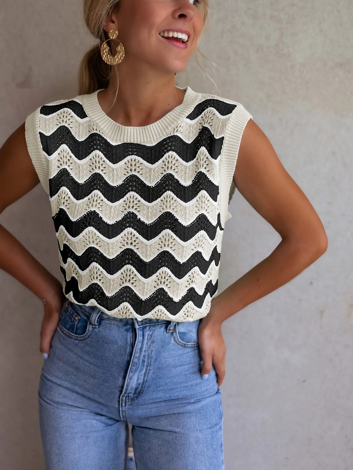 ADELBURG I ÄRMELLOSES ZOPFSTRICK-TOP