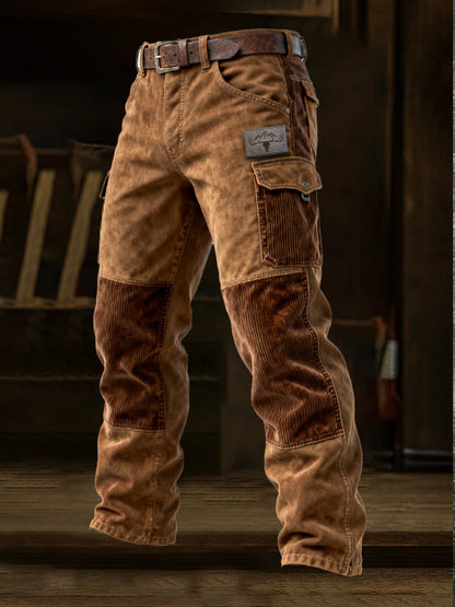 Herren Retro Outdoor Adventure Cordsamt Nähte Multifunktionale Tasche Arbeitshose