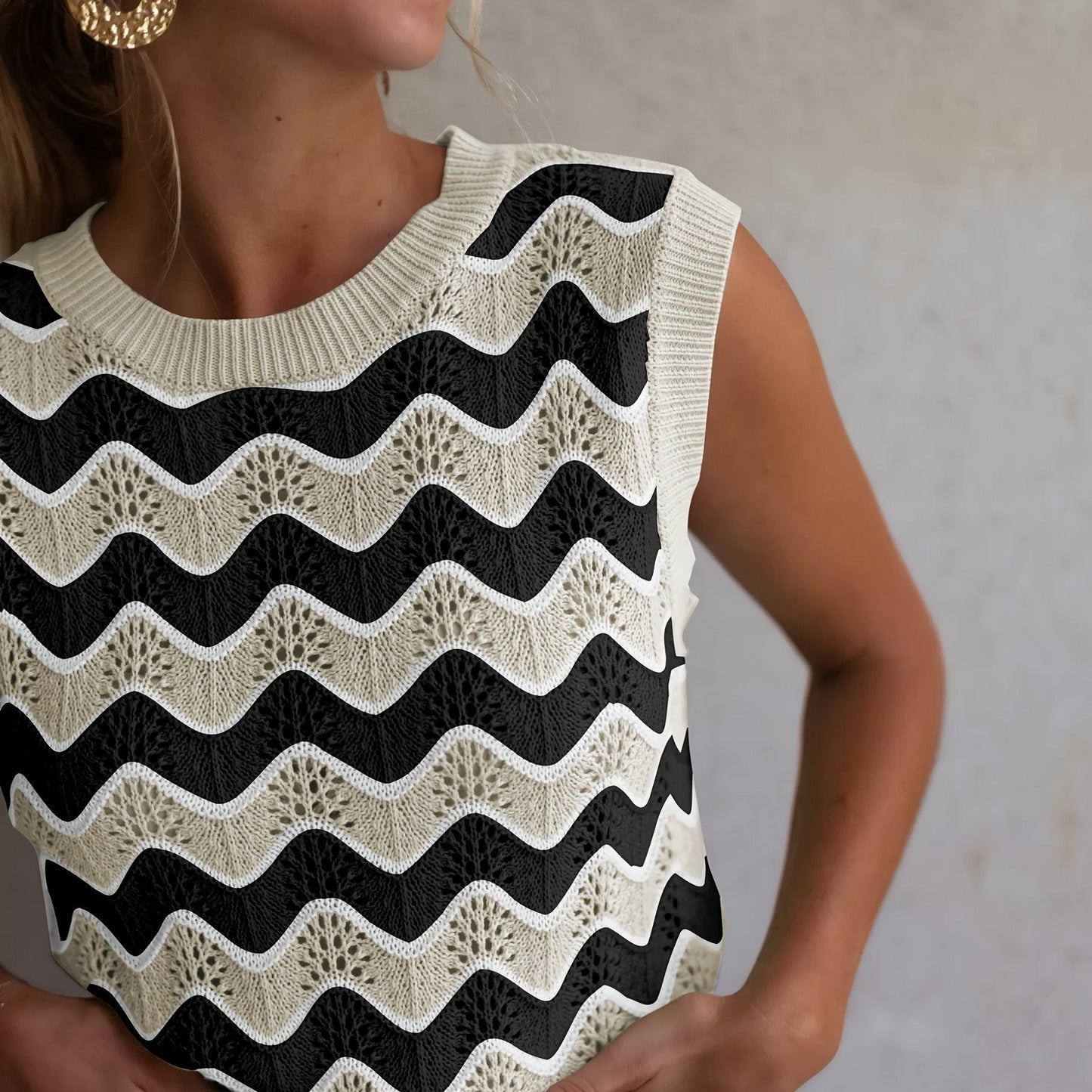 ADELBURG I ÄRMELLOSES ZOPFSTRICK-TOP