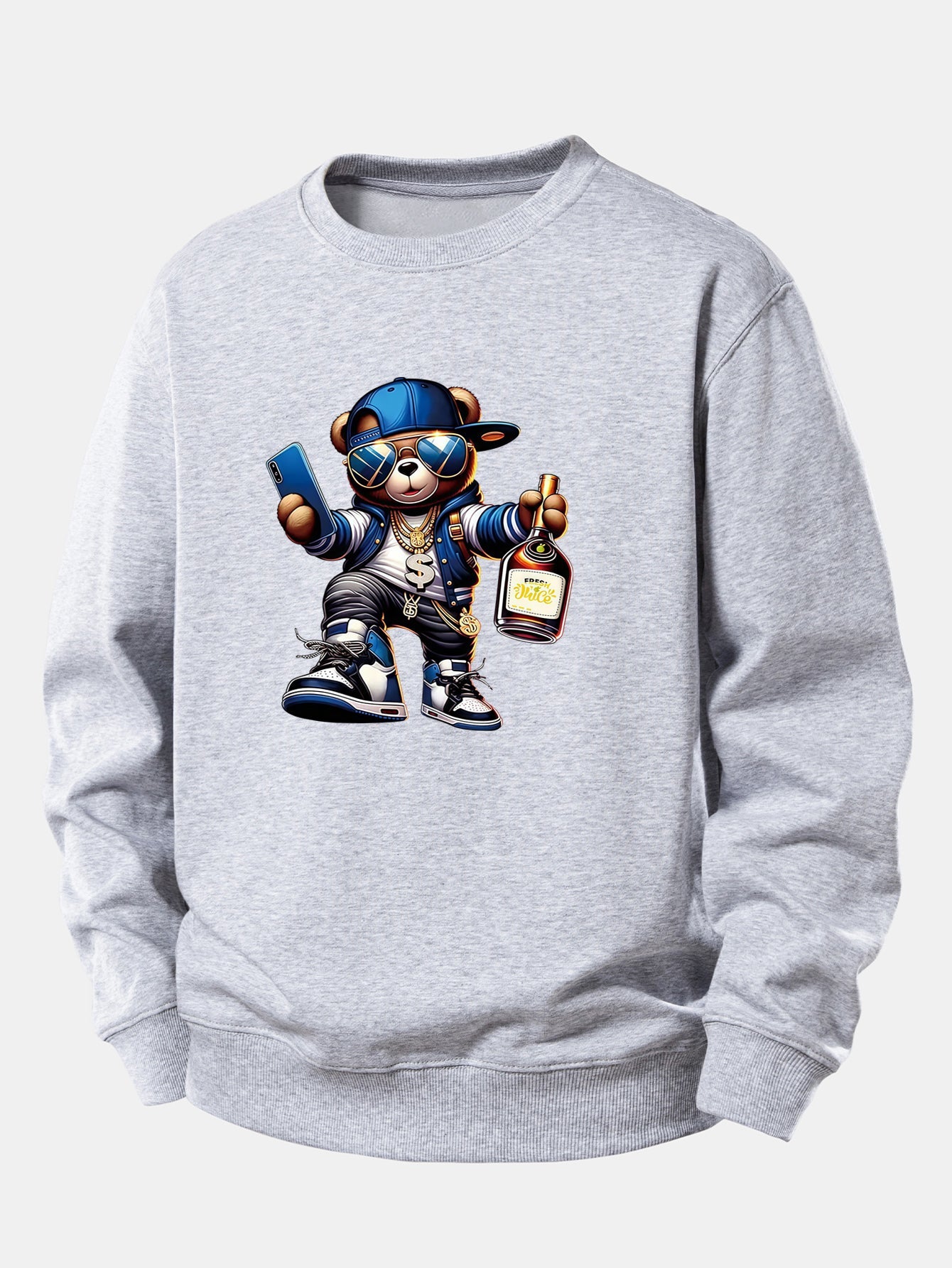 Hip Hop Bär Druck Locker Geschnittenes Sweatshirt