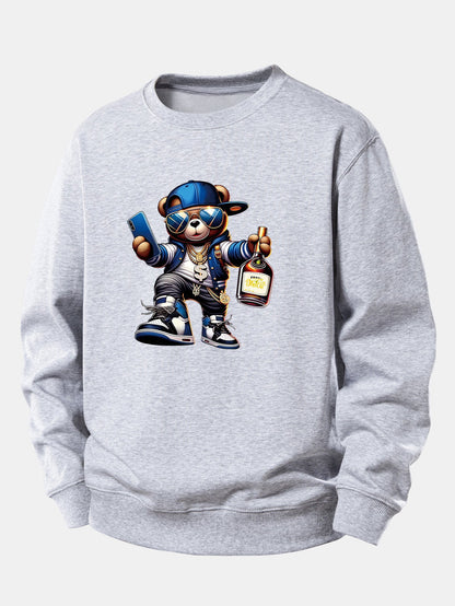 Hip Hop Bär Druck Locker Geschnittenes Sweatshirt