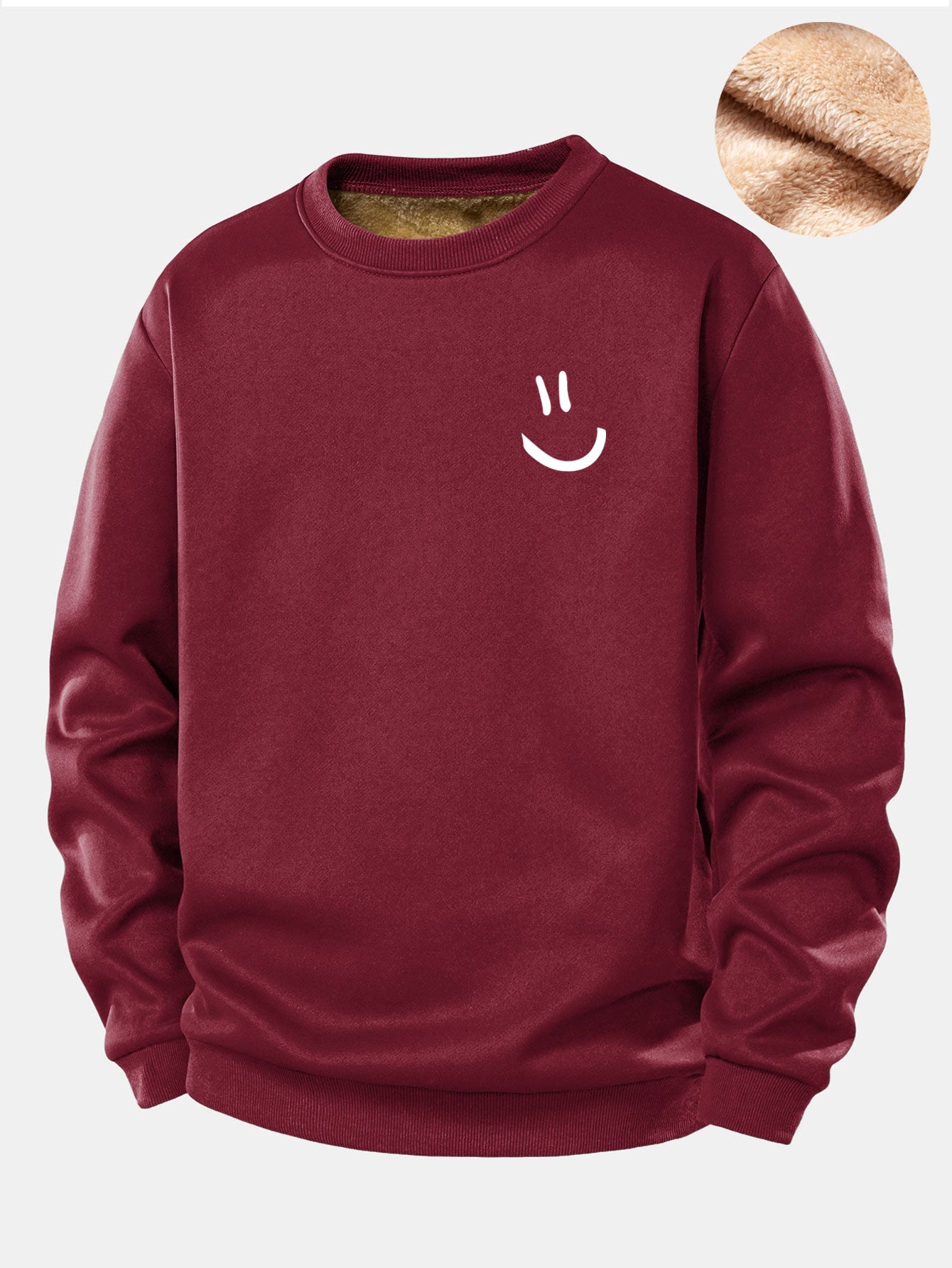 Smiley-Gesicht Druck Fleece Sweatshirt mit Teddy-Futter