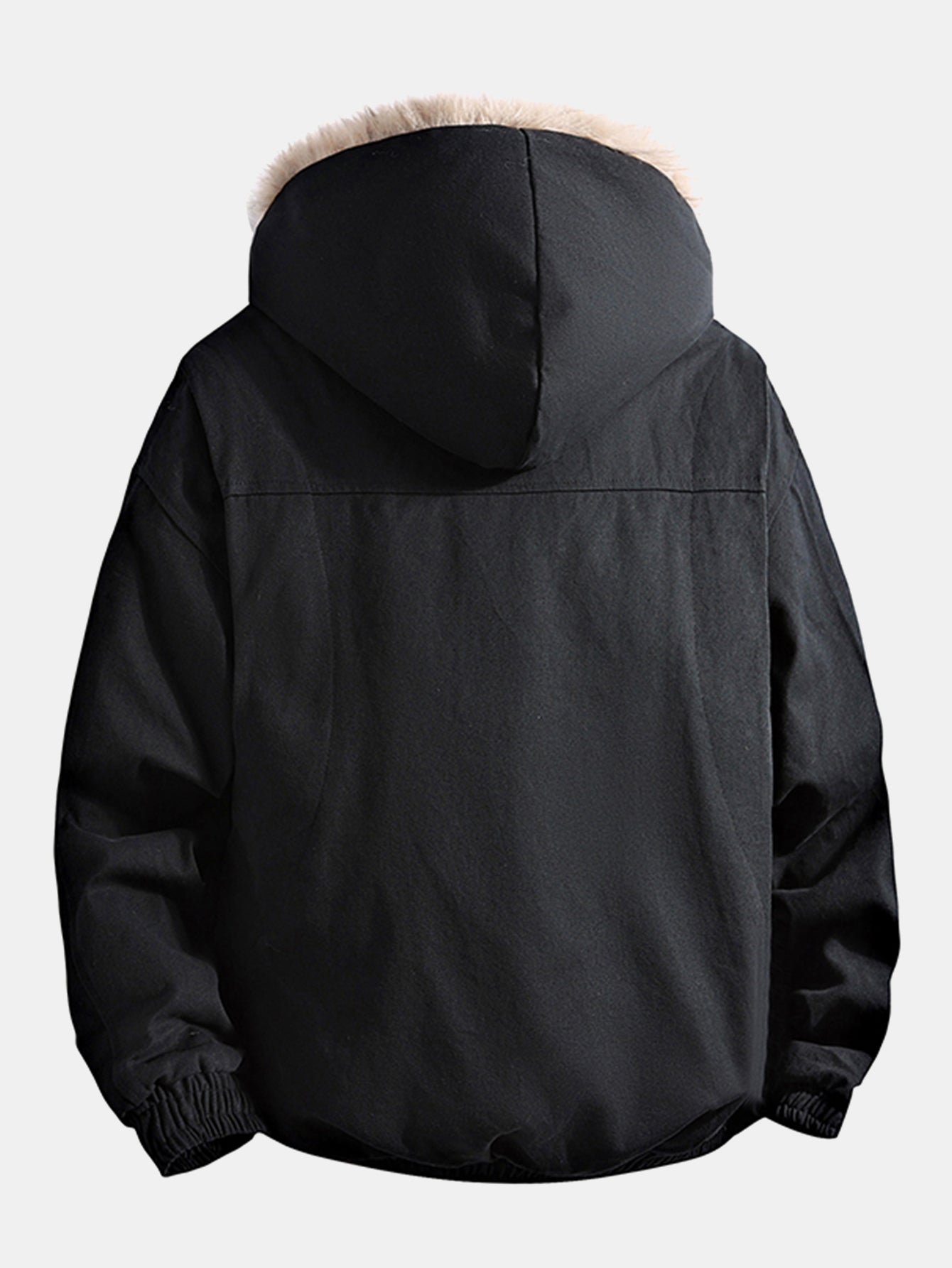 Boxy Passform Kunstpelzkragen Kapuzenmantel