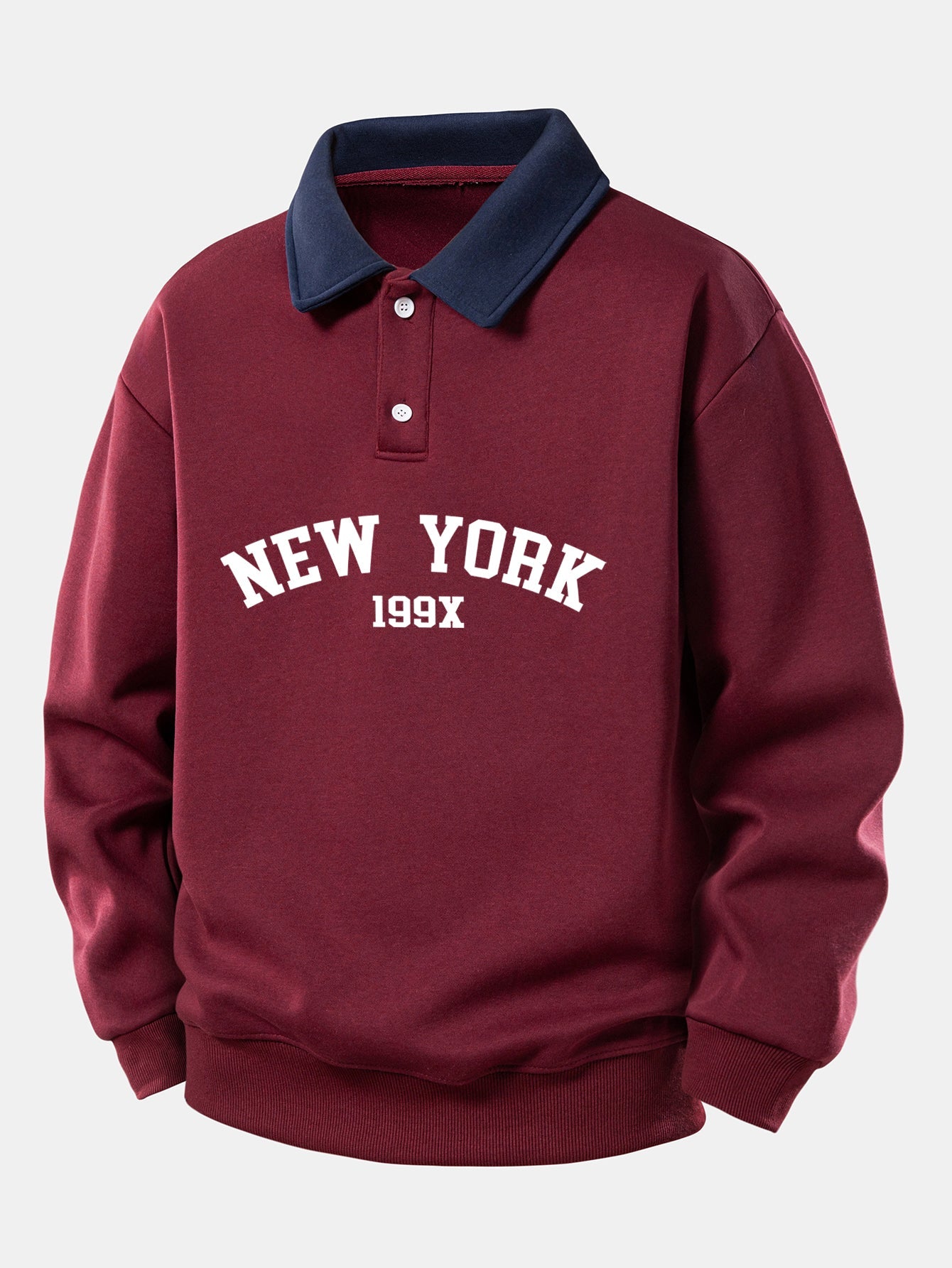 Relaxed Fit New York Graphic Contrast Polo Sweatshirt