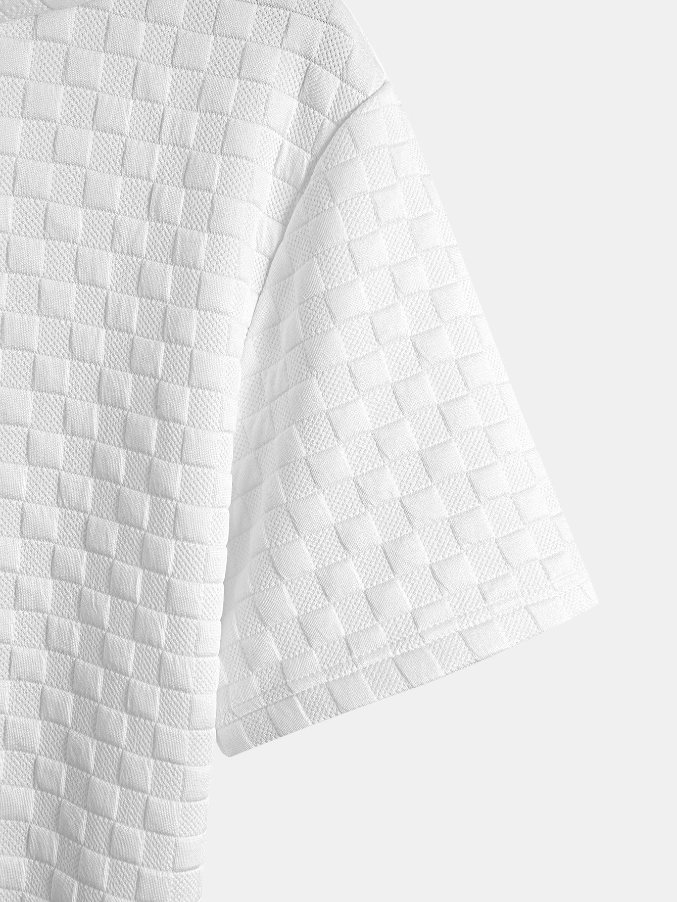 Schachbrett-Jacquard Hoodie-T-Shirt mit Bogen-Saum und passenden Shorts