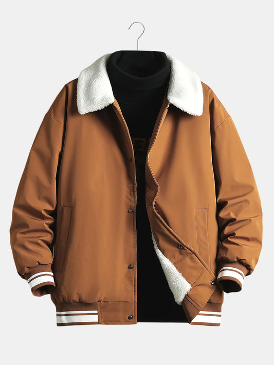 Fleecegefütterte Teddy-Baseballjacke