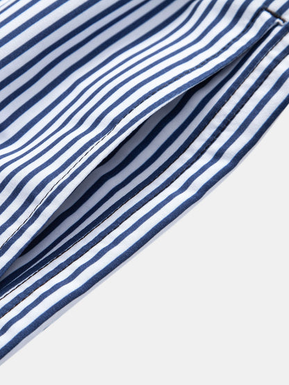 Palmbaum Nautical Print Button-Up Shirt with Striped Swim Shorts