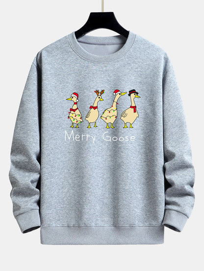Weihnachtsente Druck Locker Geschnittenes Sweatshirt