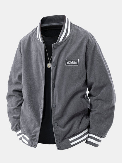 Berg Stickerei Corduroy Baseballjacke