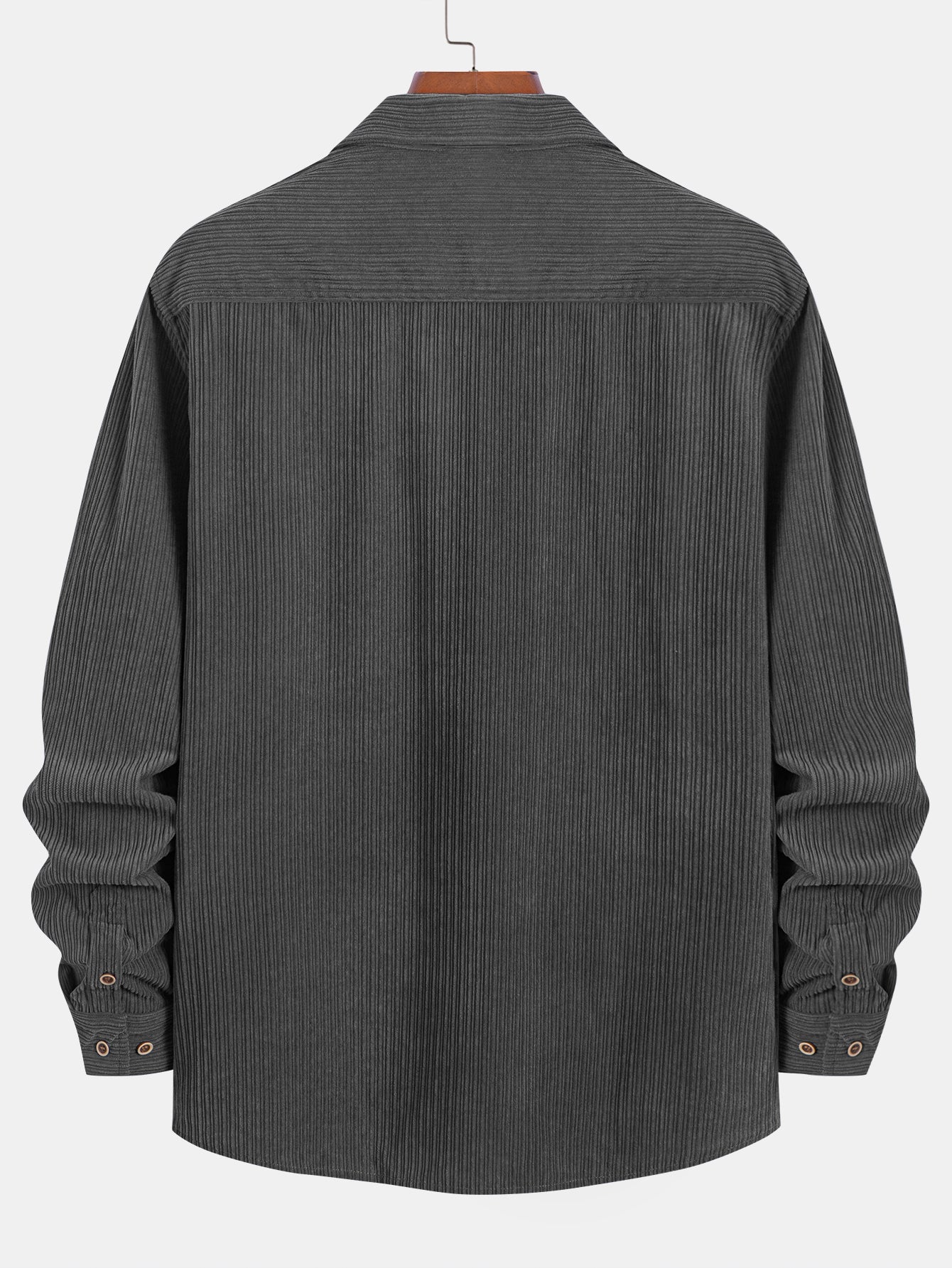 Langärmliges Cordhemd mit Tasche und Knopfdetails