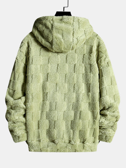 Kalifornien bestickter Teddy-Kapuzenpullover mit Schachbrettmuster