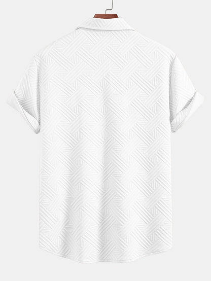 Gestreiftes Jacquard-Hemd mit Knopfleiste und Shorts mit Kordelzug