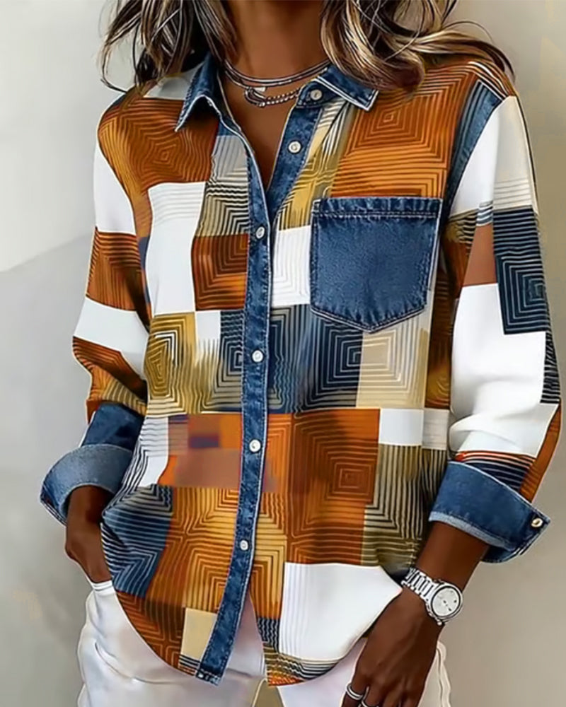 Stutz I Farbblock-Shirt mit modischem Kragen