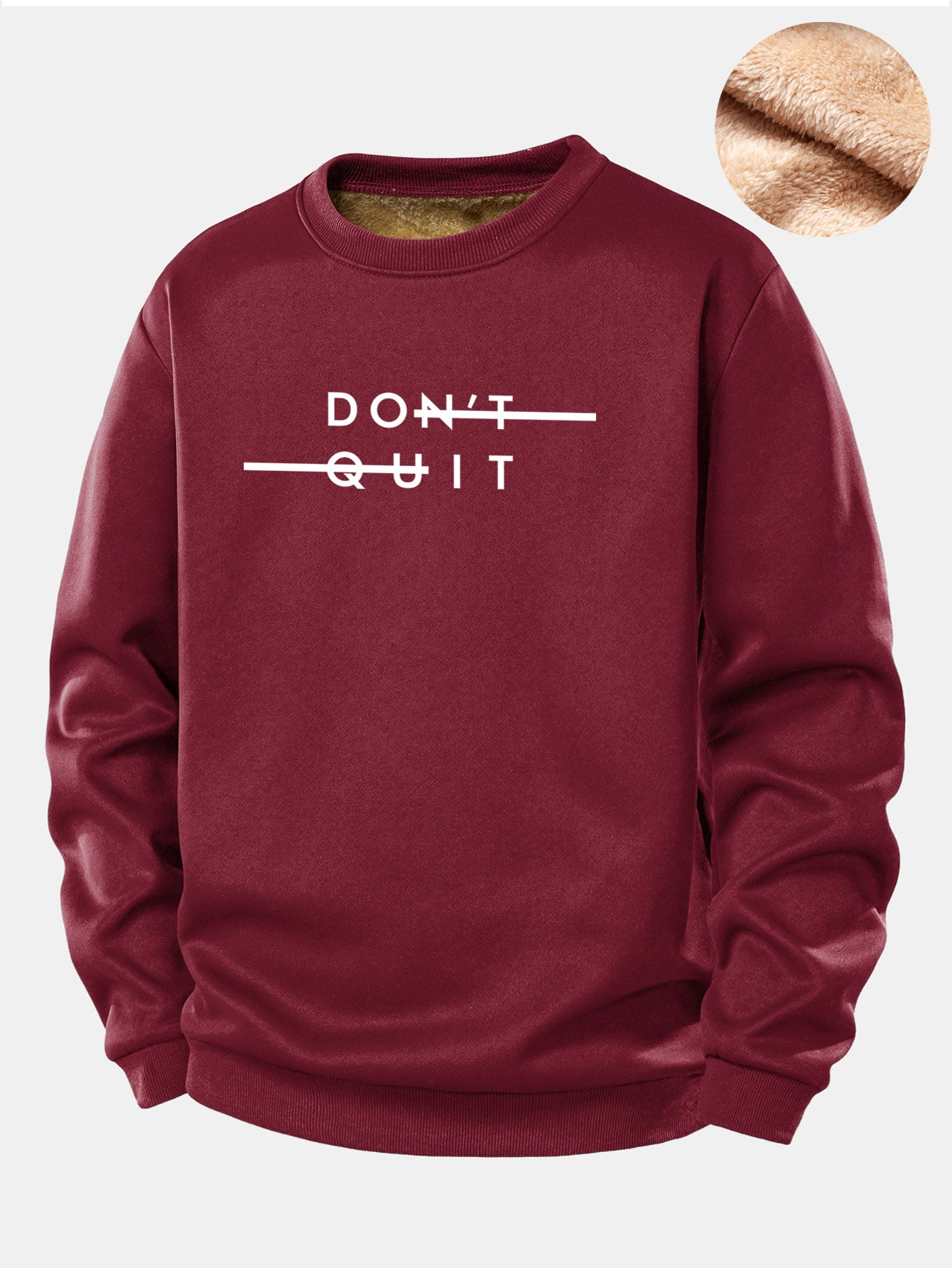 Nicht Aufgeben Druck Teddy Fleece Gefüttertes Sweatshirt