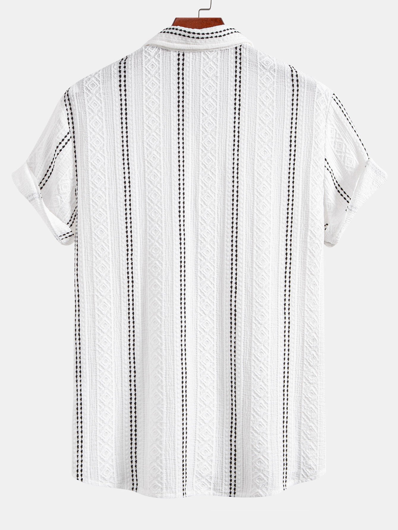 Gestreiftes Jacquard-Hemd mit Knöpfen und gerade geschnittene Leinenhose