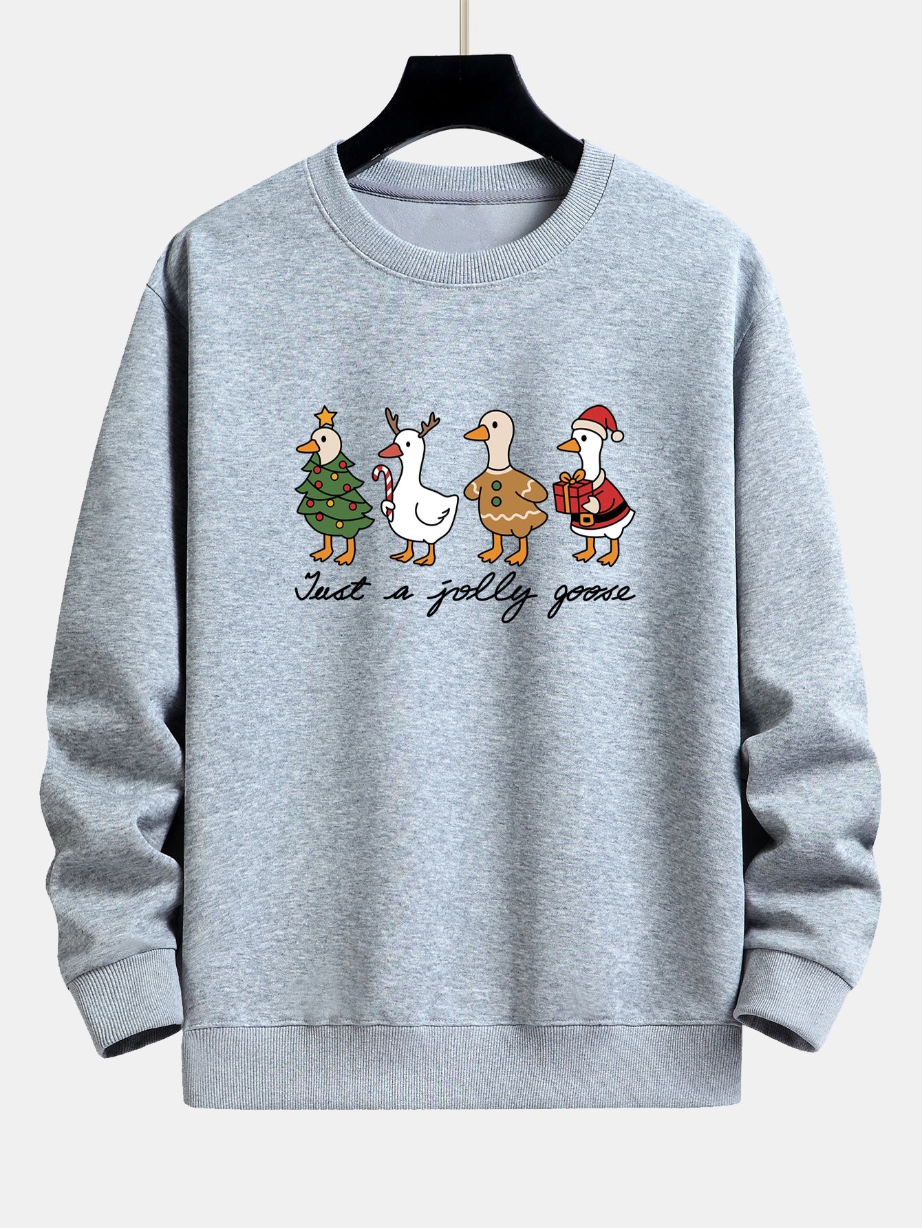 Weihnachtsente Druck Locker Geschnittenes Sweatshirt