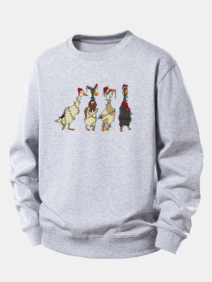 Entenmotiv Sweatshirt mit Weihnachtslichtern – Lässig und Bequem