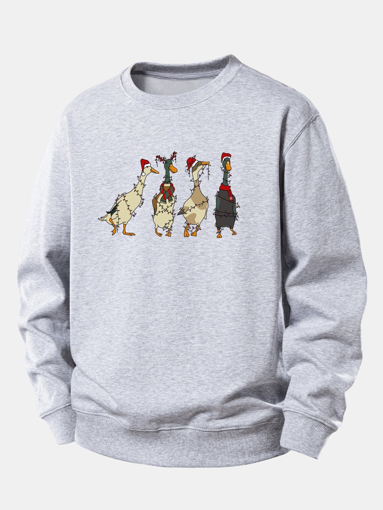 Weihnachtslichter Ente Druck Locker Sitzendes Sweatshirt