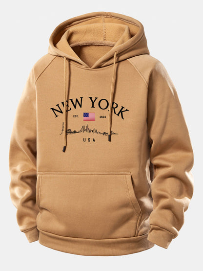New York Druck Kordelzug Kapuzenpullover