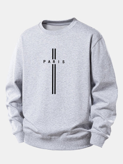 Locker sitzendes Sweatshirt mit Paris-Streifenmuster