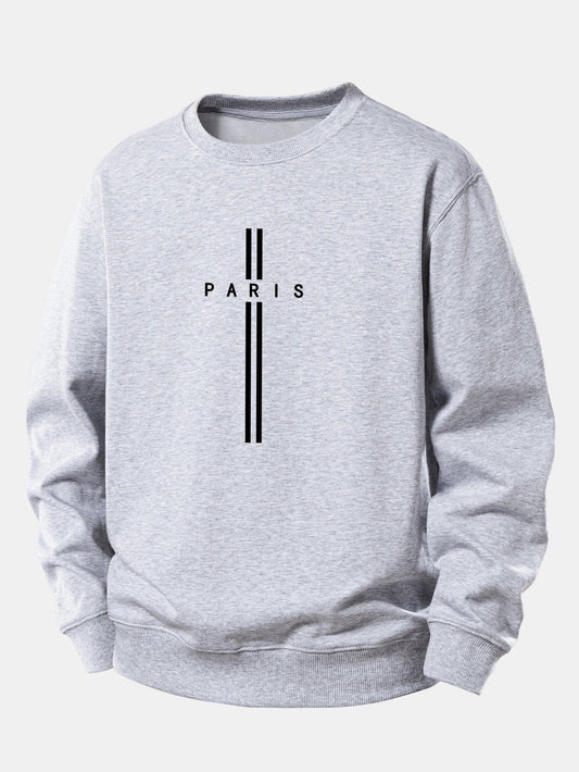 Locker sitzendes Sweatshirt mit Paris-Streifenmuster