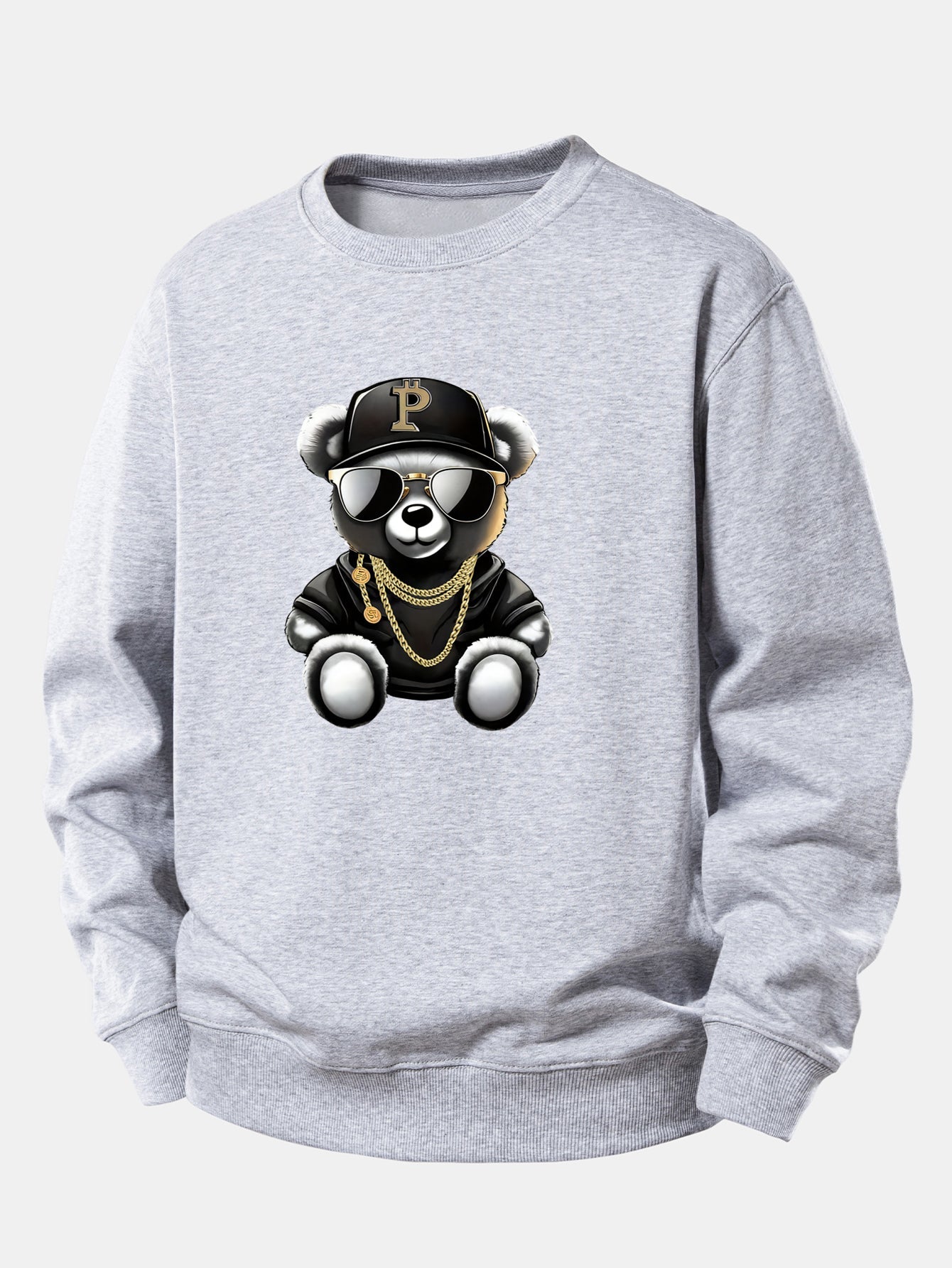 Hip Hop Bär Druck Locker Geschnittenes Sweatshirt