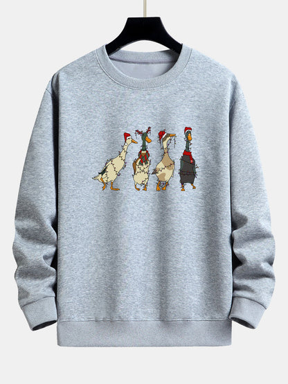 Entenmotiv Sweatshirt mit Weihnachtslichtern - Bequemer Sitz