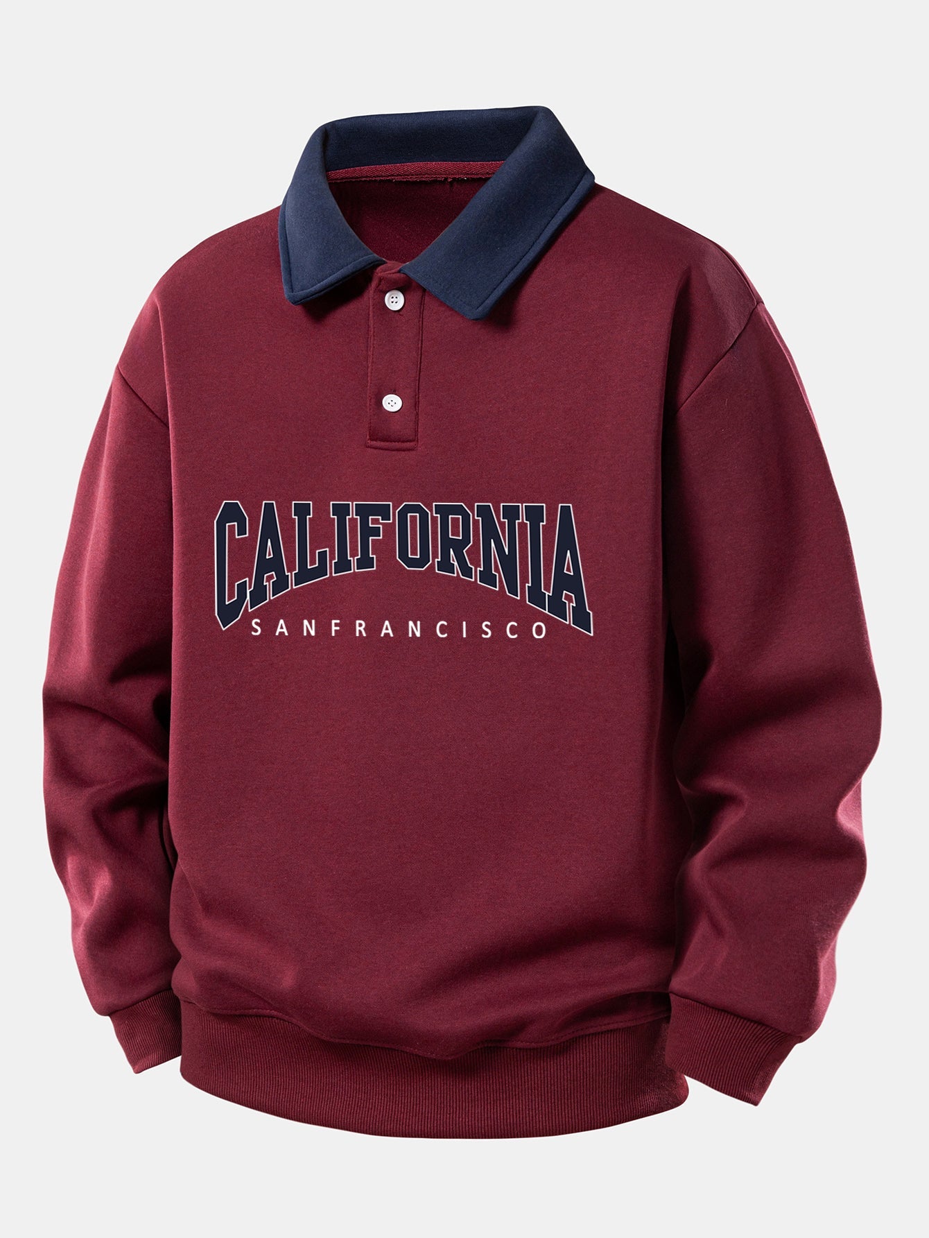 Relaxed Fit California Graphic Contrast Polo Sweatshirt