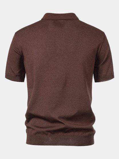 Gestreiftes Jacquard-Polo mit gerader, gerippter Hose