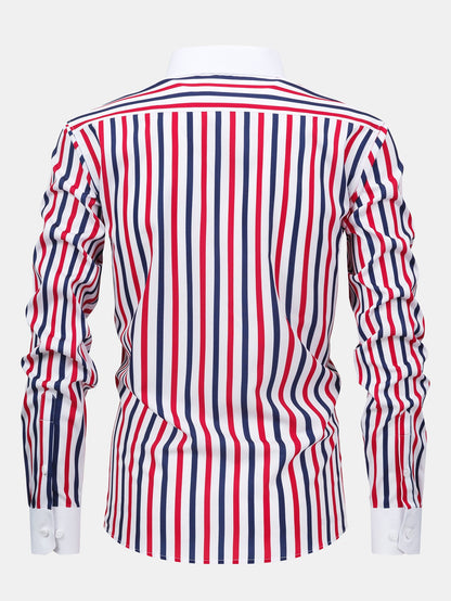 Gestreiftes Langarmhemd mit Knöpfen in Winchester-Design