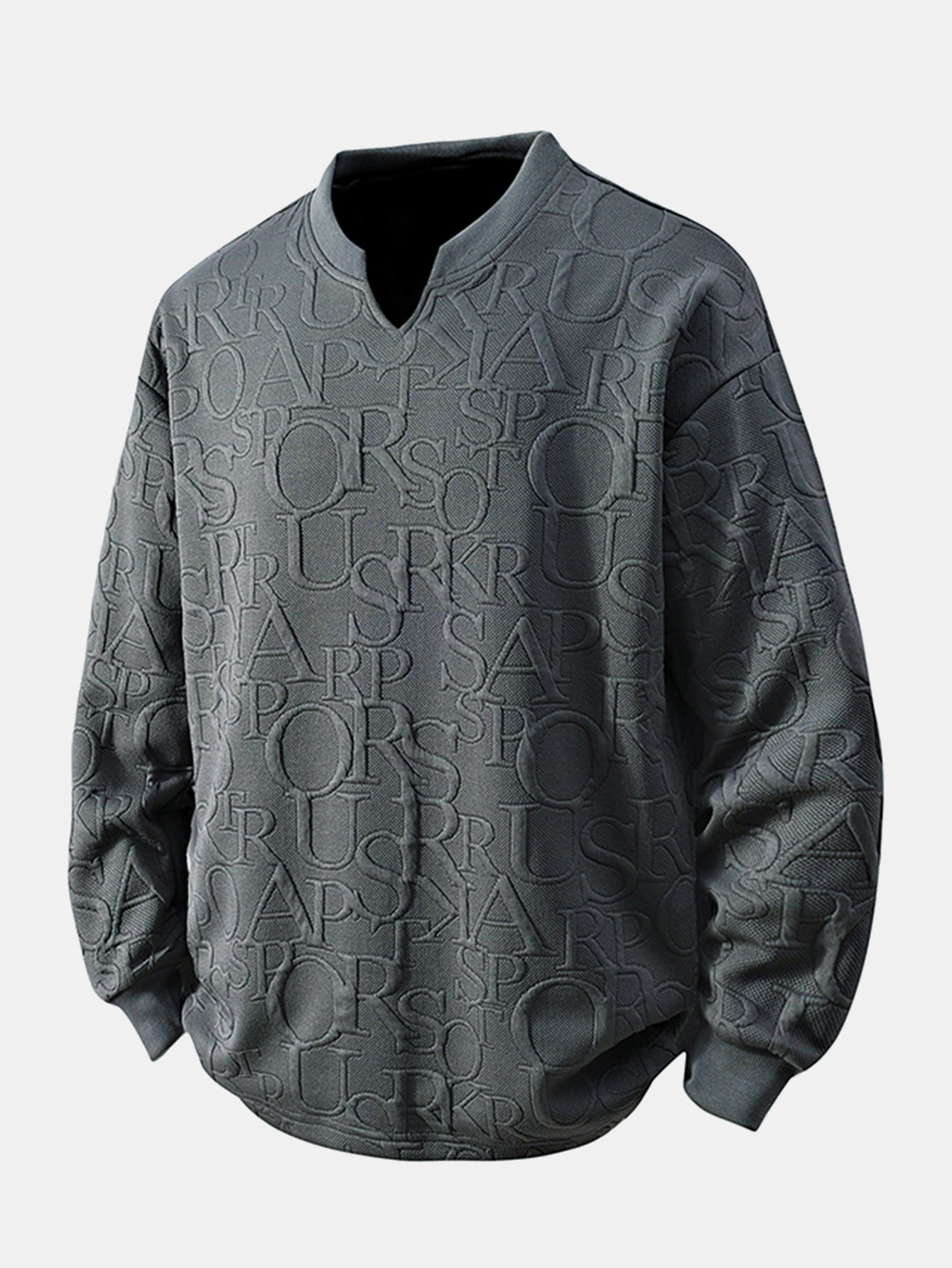 Jacquard Buchstaben V-Ausschnitt T-Shirt