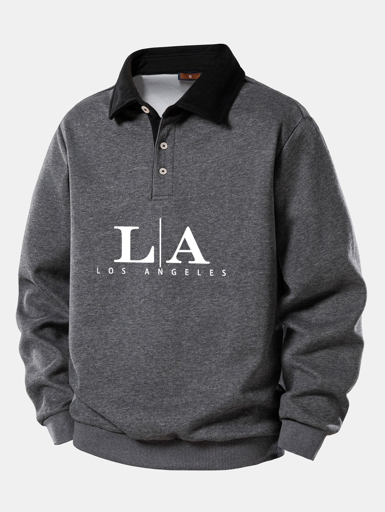 Los Angeles Print Kontrast Poloshirts Kragen Sweatshirt