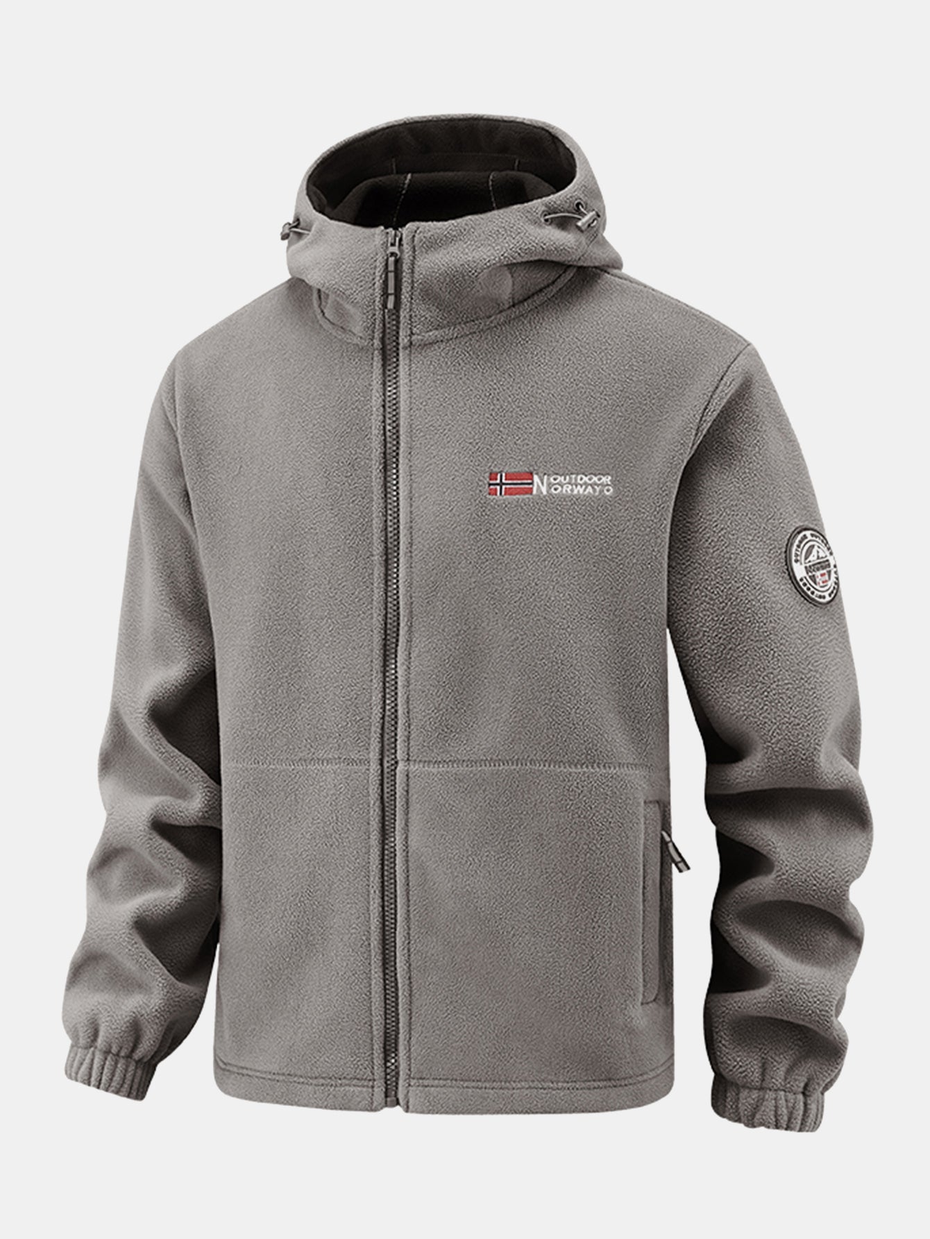 Fleecejacke mit Reißverschlusstasche und Kapuze