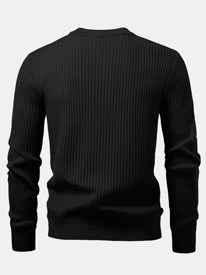 Gerippter Pullover mit Henley-Ausschnitt