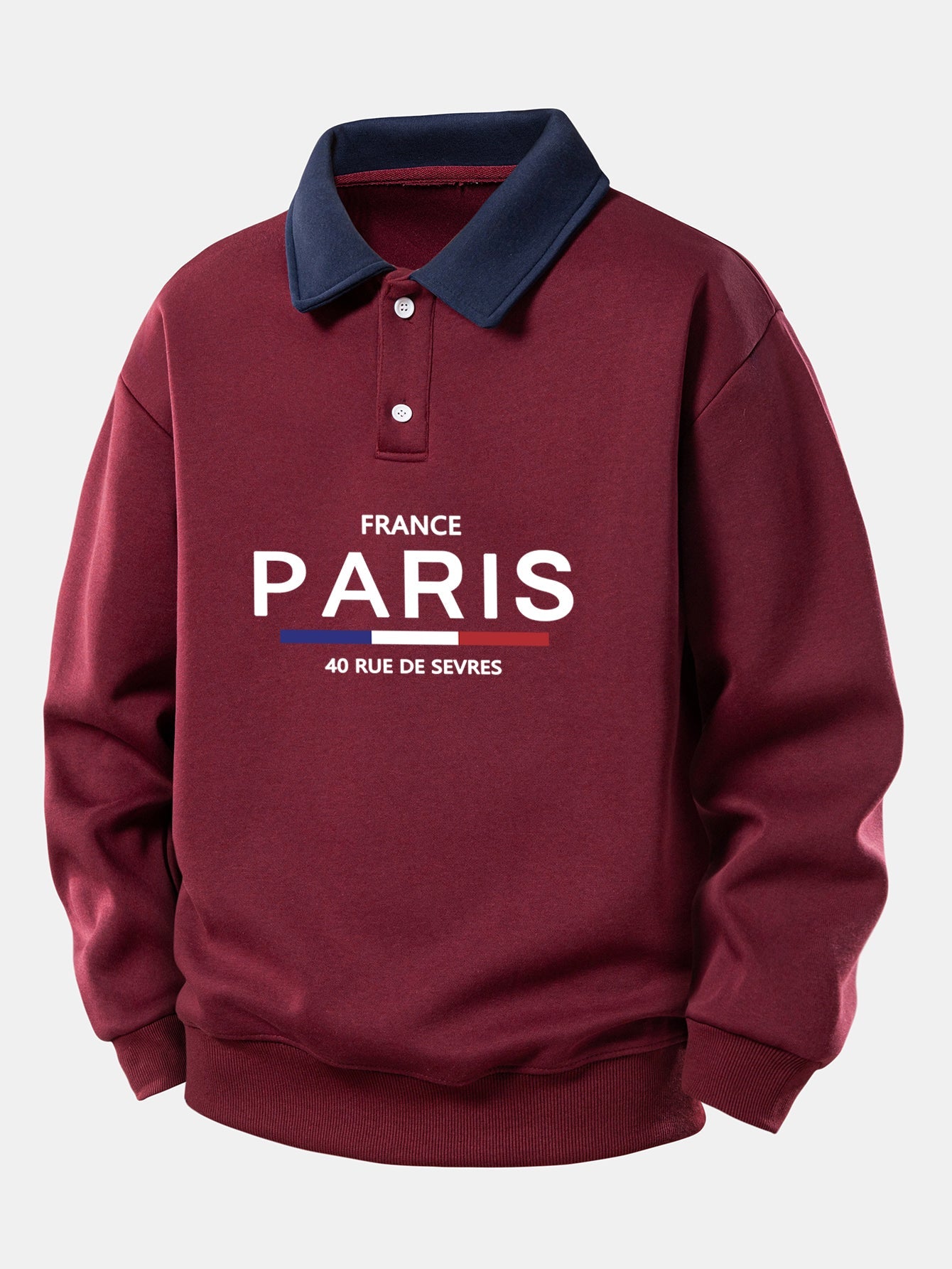Relax Fit Paris Print Contrast Poloshirts Sweatshirt