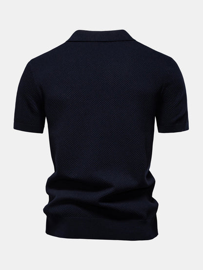 V-Neck Pineapple Pattern Knit Polo