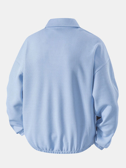 Casual Fit Waffle V-Neck Polo Sweatshirt