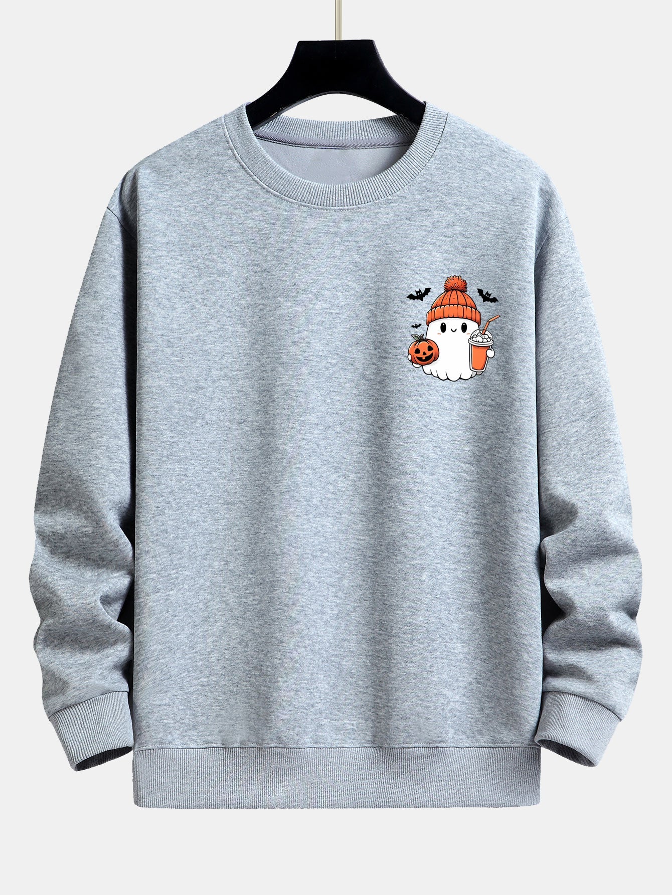 Lockeres Sweatshirt mit Halloween Geist und Kürbis Druck