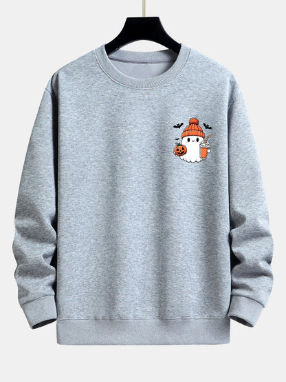 Lockeres Sweatshirt mit Halloween Geist und Kürbis Druck