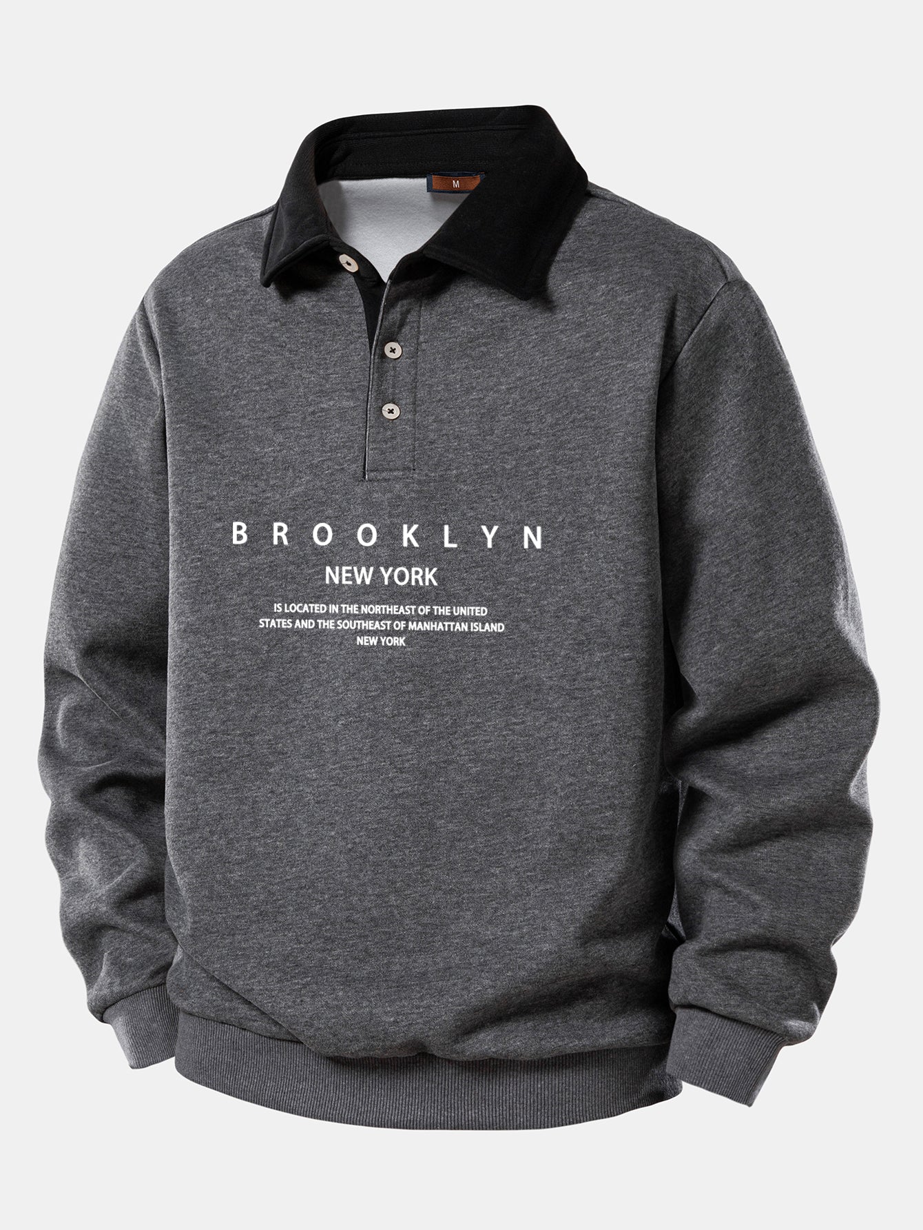 Brooklyn Print Contrast Polo Collar Sweatshirt
