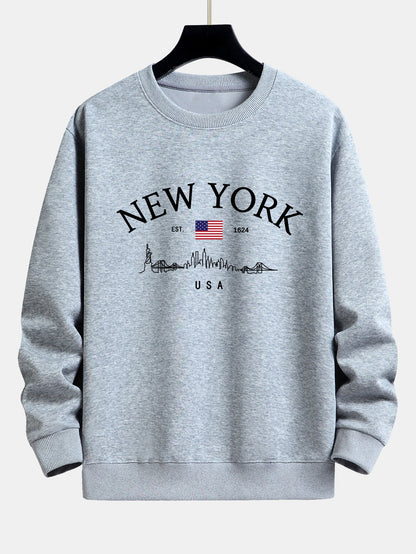 New York Druck Locker sitzendes Sweatshirt