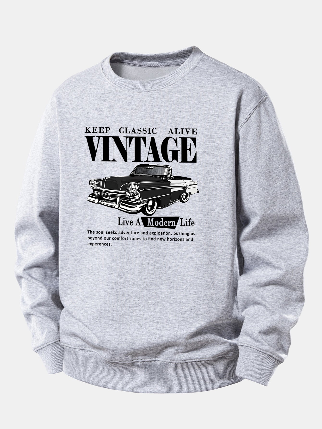 Vintage-Auto-Druck Sweatshirt mit lockerem Schnitt