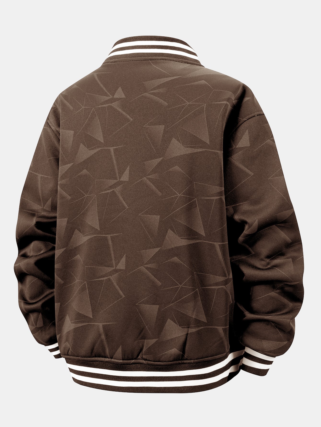 Geometrisch gemusterte Teddy-Fleece Baseballjacke