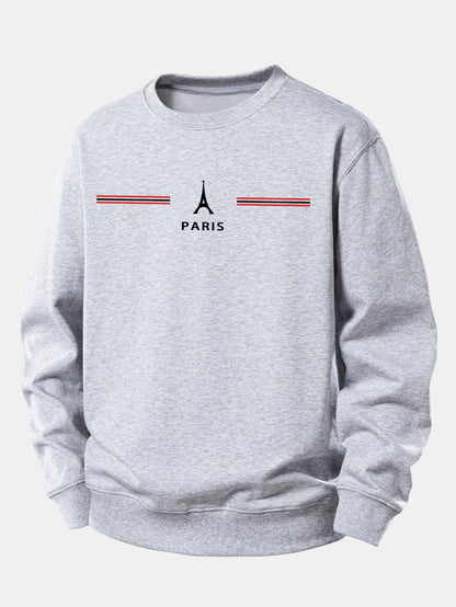 Paris Streifenmuster Locker sitzendes Sweatshirt