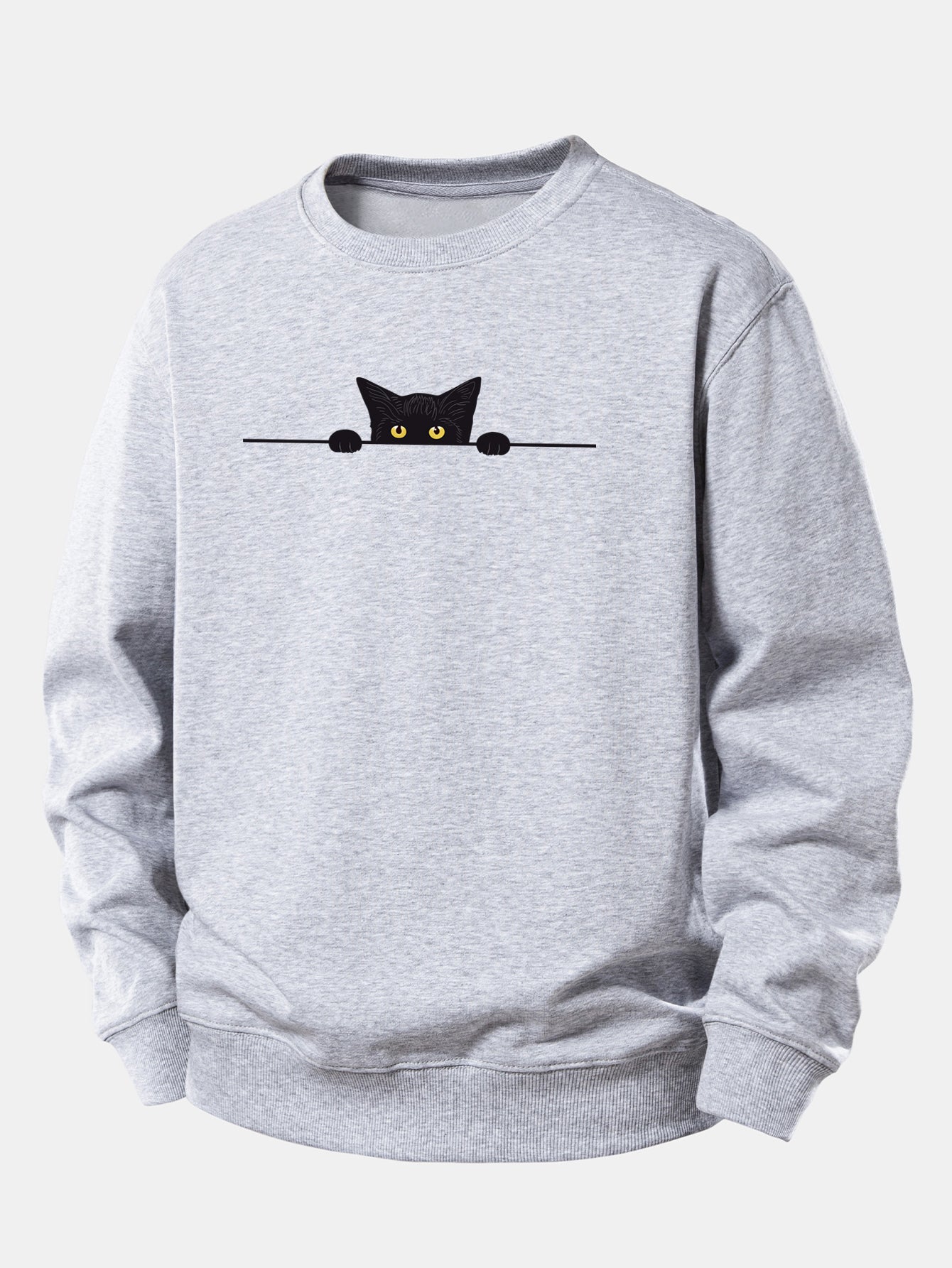 Lockerer Schnitt Sweatshirt mit schwarzem Katzenmotiv